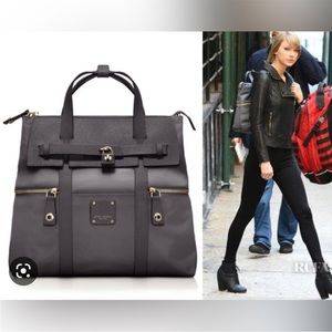 Large Gray Henri Bendel Jetsetter Convertible Satchel Backpack Crossbody